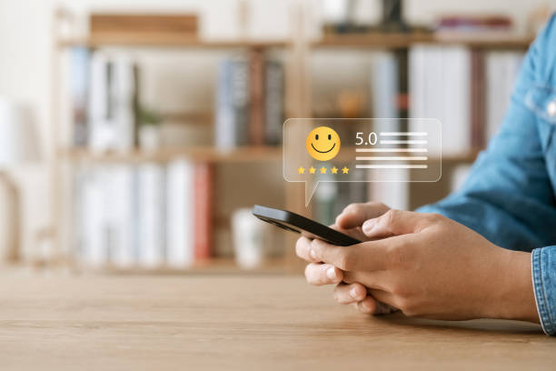 istock Customer Satisfaction Survey concept, 5-star satisfaction, service experience rating online application, customer evaluation product service quality, satisfaction feedback review, good quality most. 1467347705