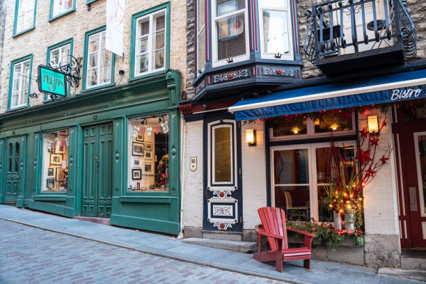 Quebec City, Canada - November 7, 2022:  View of historic lower Quebec City in Canada seen during the day.