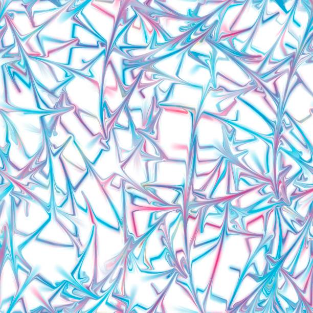 istock Chaotic long lines with liquid texture. Blue and red colors on the white background. Seamless pattern. 1467349497
