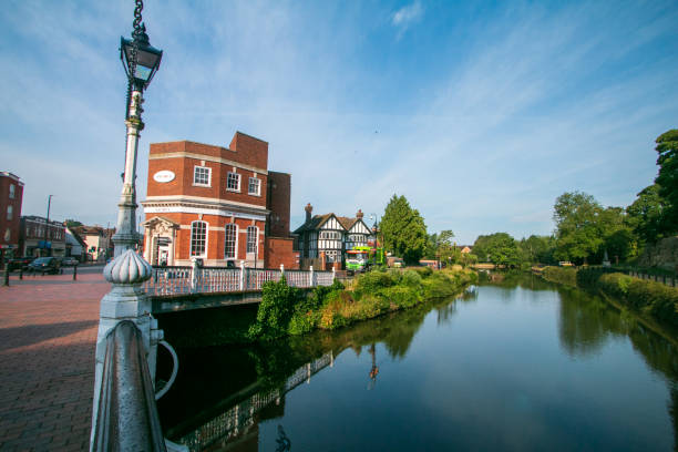 River Medway at Tonbridge in Kent, England, with HSBC Bank visible.