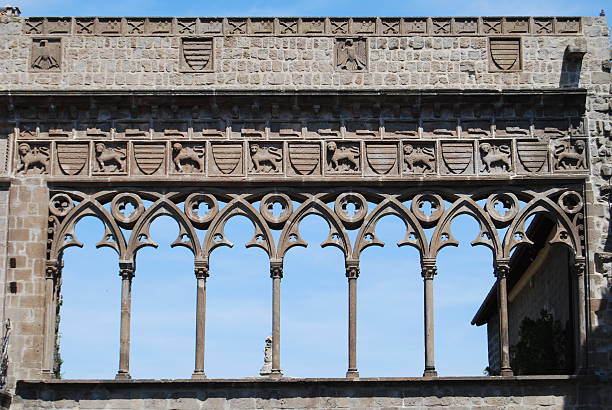 Pointed arches in Viterbo, Italy stock photo