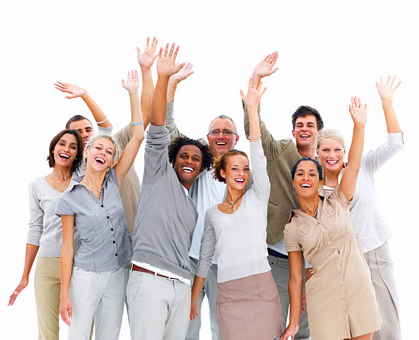 istock Group of business people waving their hands 146735192