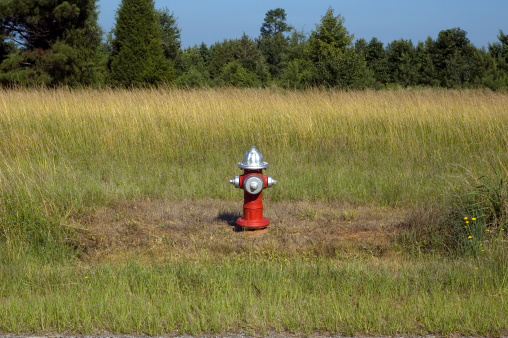 A hydrant out in the middle of the country.