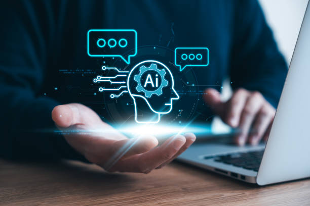 istock Concept Humans work together with artificial intelligence, humans use intelligent AI technology to solve problems in different ways, feeding AI commands to help solve problems that humans can't solve. 1467352592