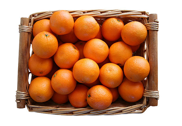 Basket of oranges stock photo