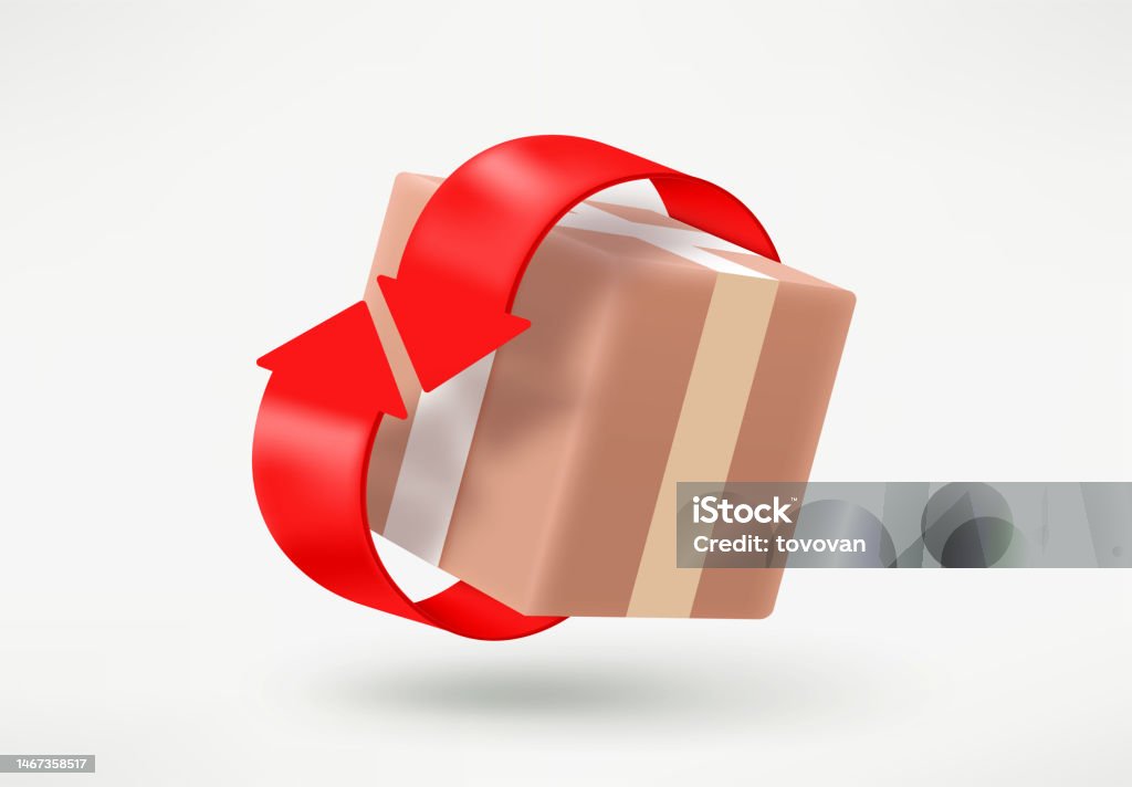 Refund Concept With Arrows And Box 3d Vector Illustration Stock ...
