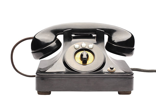 istock Old Antique Black Telephone with Three Line Switch 146736224