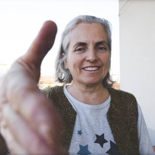 istock White-haired woman portrait. 1467369105