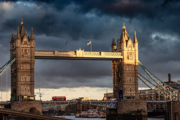 istock Historic Bridge over River Thames and Cityscape Skyline during dramatic sunset. 1467369401
