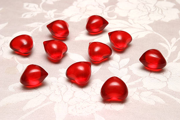 Red Glass Heart shapes stock photo