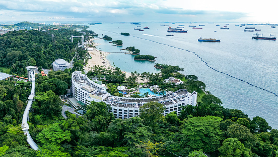 The Sentosa Island in Singapore is full of beaches, resorts and tropical rainforest.