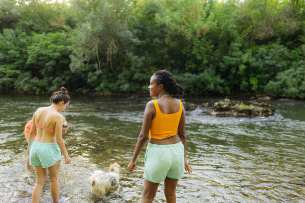 istock Female friends spending summer day by the river 1467375643