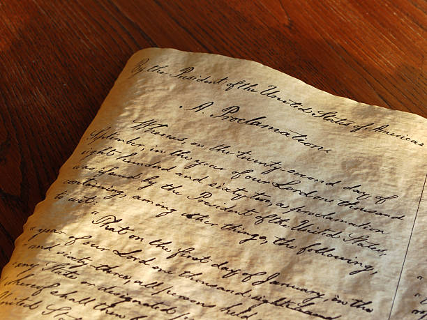 Emancipation Proclamation The Emancipation Proclamation, signed by President Abraham Lincoln September 22, 1862, freeing the slaves. abraham lincoln photos stock pictures, royalty-free photos & images