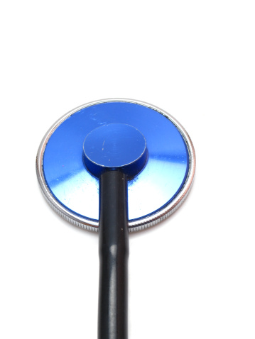 white background of blue stethoscope