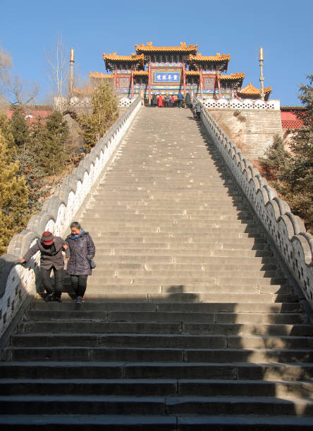Wutaishan, Shanxi Province in China. The staircase of 108 steps leading to Pusading (Bodhisattva Summit).