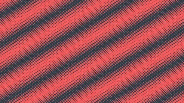 Vector illustration of Pop Art Dots Wavy Half Tone Pattern Tilted Lines Vector Textured Background