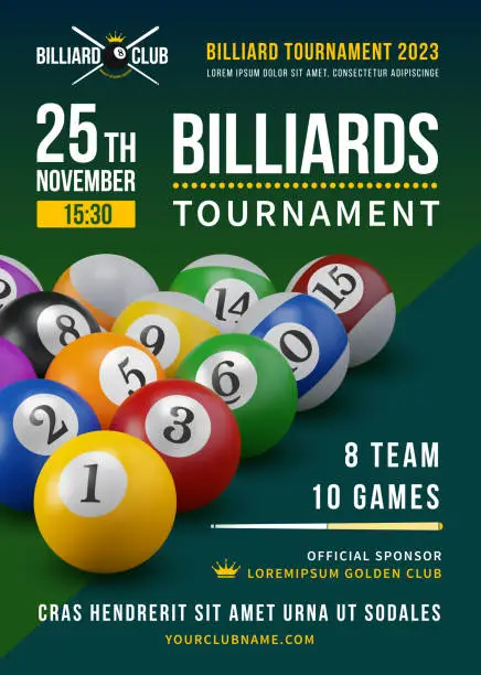 Vector illustration of Billiards Tournament Poster