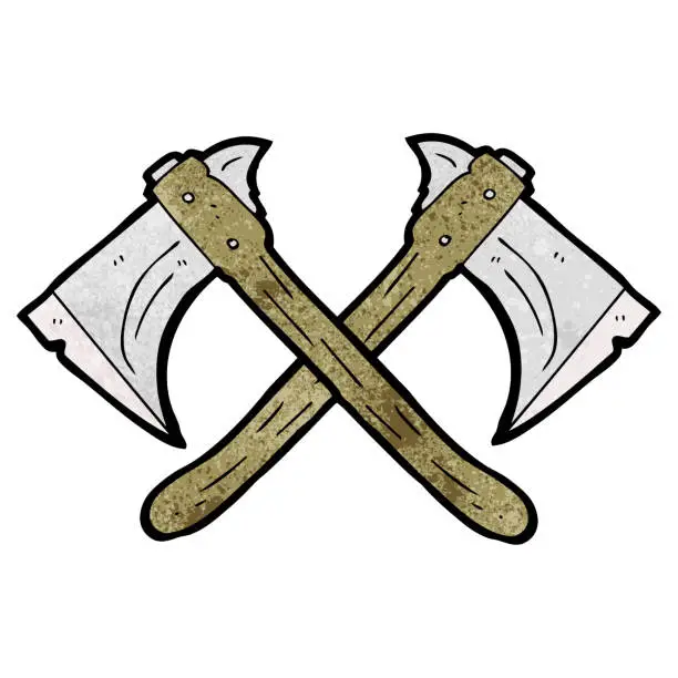 Vector illustration of freehand textured cartoon crossed axes