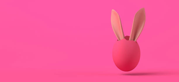 istock Easter bunny ears coming out of an easter egg. 3D illustration. Copy space. 1467386287