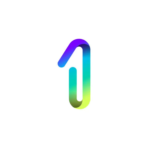 Vector illustration of Arab number logo formed by colorful bright line, folded from ribbon