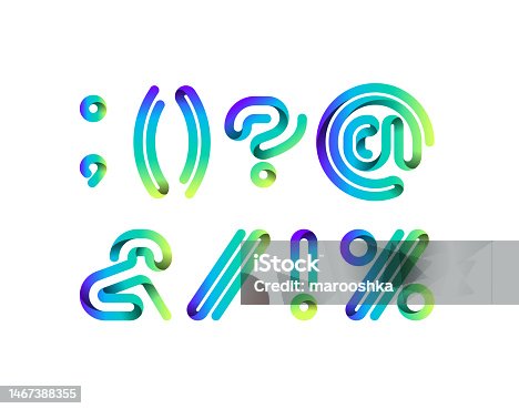 istock Ribbon font alphabet, 3d punctuation marks 1467388355