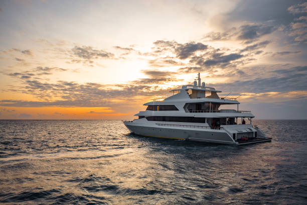 istock Luxury yacht in the open sea 1467388924