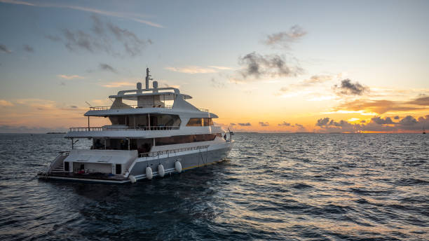 istock Luxury yacht in the open sea 1467388937