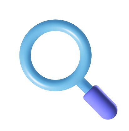 3d vector magnifying glass mesh icon. Discovery research, search, analysis concept. Cartoon minimal style.
