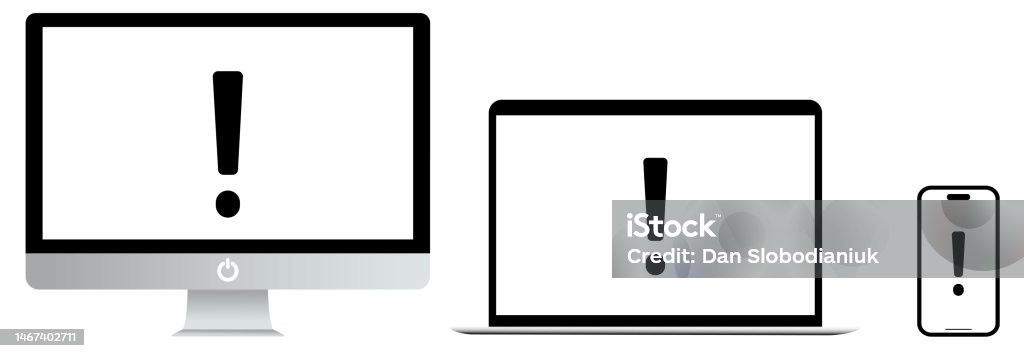 Illustration System Warning Triangle In The Computer Screen Stock ...