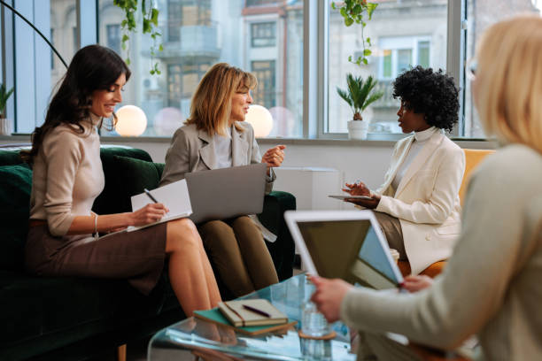istock Female entrepreneurs in office lounge. 1467402733
