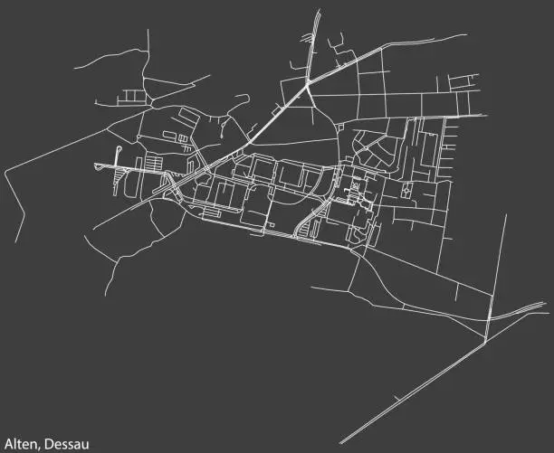 Vector illustration of Street roads map of the ALTEN BOROUGH, DESSAU