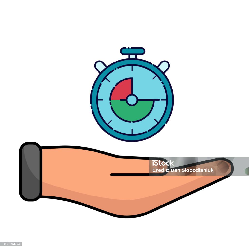 Illustration Of Timer In Hand On White Background Stock Illustration ...