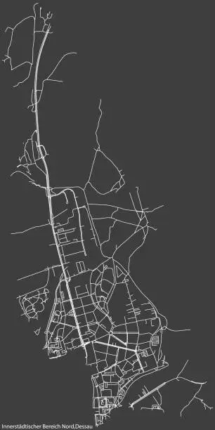 Vector illustration of Street roads map of the INNERSTÄDTISCHER BEREICH NORD BOROUGH, DESSAU