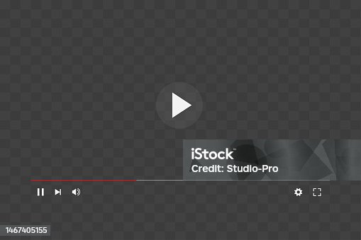 istock Video player sign template isolated on black screen mockup 1467405155