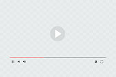 Video player sign interface template with grey transparent screen mockup