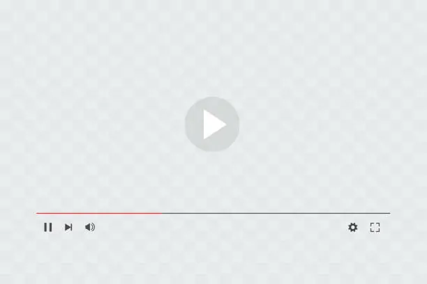 Vector illustration of Video player sign interface template with grey transparent screen mockup