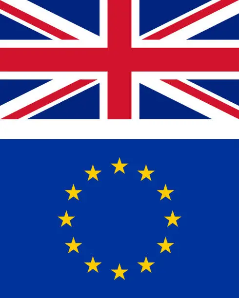 Vector illustration of Flag of UK and Europe