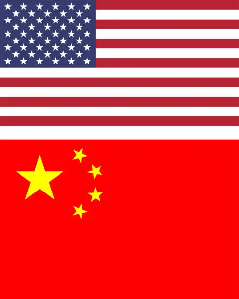 Vector illustration of Flag of USA and PRC