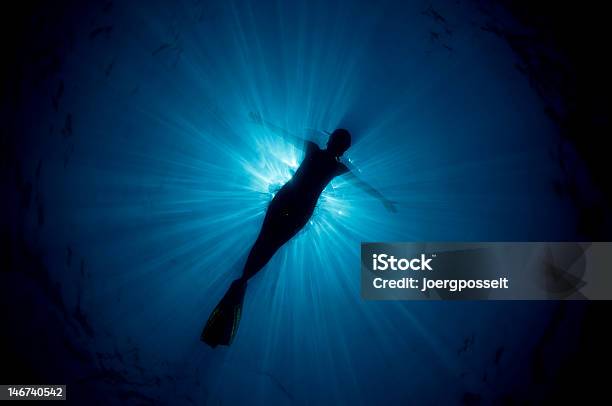 Snorkeling Angel Stock Photo - Download Image Now - Mermaid, In Silhouette, Exercising