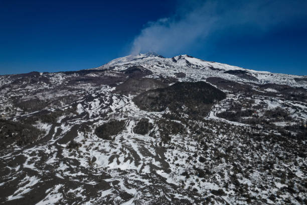 Etna snow stock photo