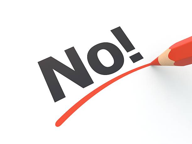 A red pencil underlining the word no on paper No! underlined by pencil single word no stock pictures, royalty-free photos & images