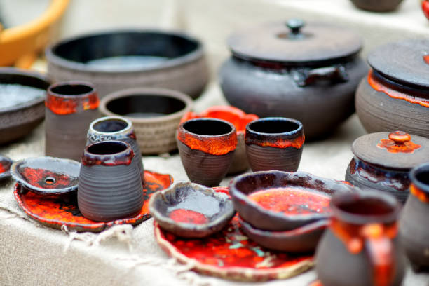 istock Ceramic dishes, tableware and jugs sold on Easter market in Vilnius, Lithuania 1467412168