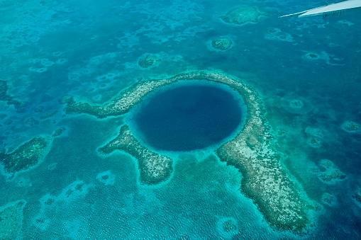 View of the Blue Hole from the airplane