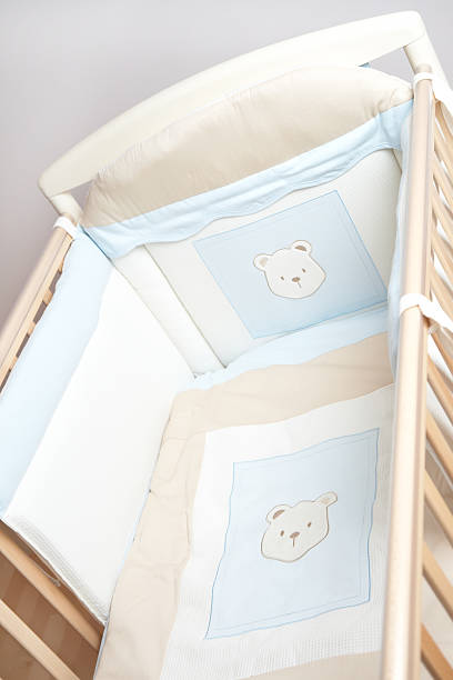 istock Wooden crib with teddy bear theme  146741844