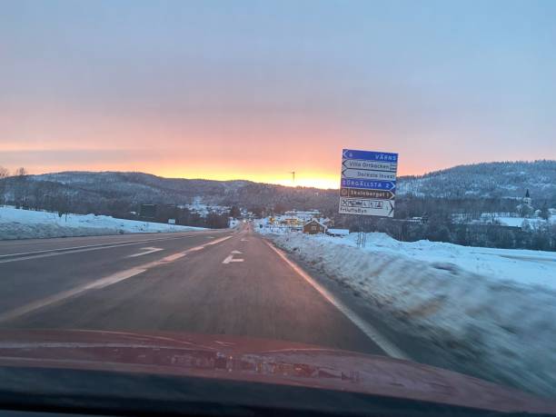 carretera en el norte de suecia - norrland fotografías e imágenes de stock