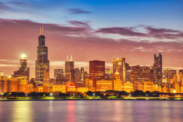 istock Chicago Skyline at Epic Sunset, Illinois 1467422605