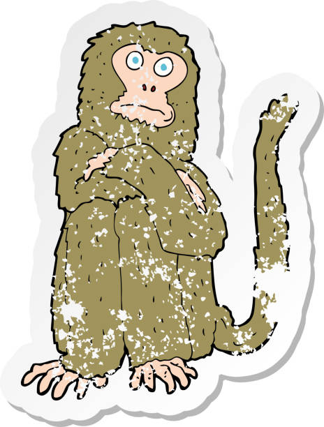 retro distressed sticker of a cartoon monkey