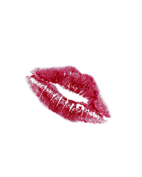 Isolating the imprint of lips on a white background stock photo