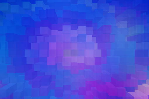 Abstract blocks background in blue colors with vanishing point