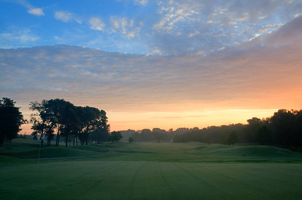 istock Foggy Golf Course on a Sunny Morning 146743080
